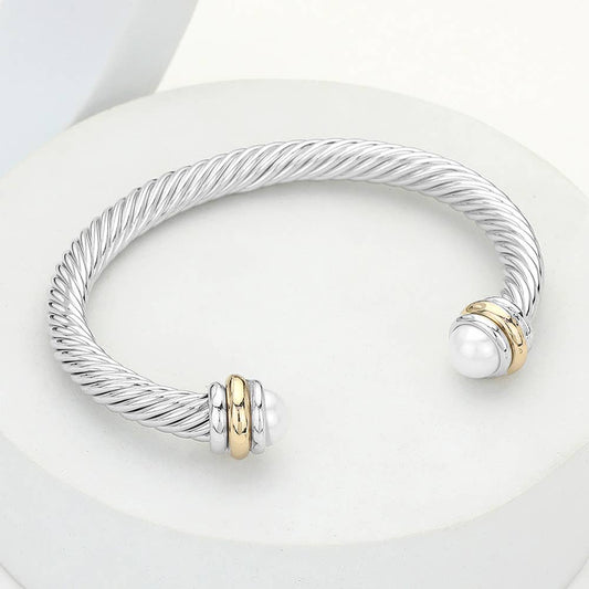 Stone Tip Twisted Rope Cuff Bracelet
: RD-CRM