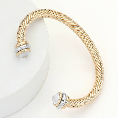 Stone Tip Twisted Rope Cuff Bracelet
: RD-CRM