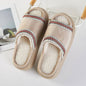 6Pairs - Tribal Pattern Embroidered Plush Home Indoor Floor Slippers: Beige