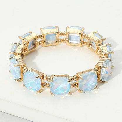 Cushion Square Stone Stretch Evening Bracelet: PPK