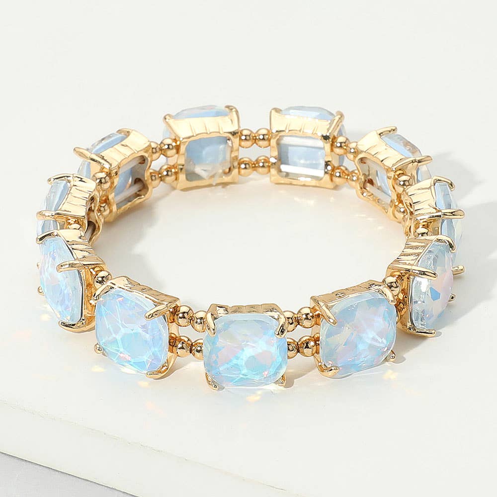 Cushion Square Stone Stretch Evening Bracelet: X EM