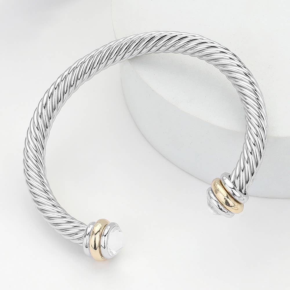 Stone Tip Twisted Rope Cuff Bracelet
: RD-CRM