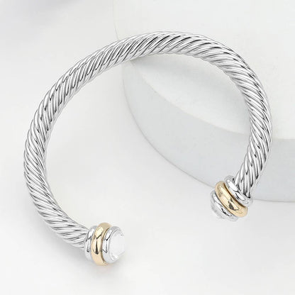 Stone Tip Twisted Rope Cuff Bracelet
: RD-CRM