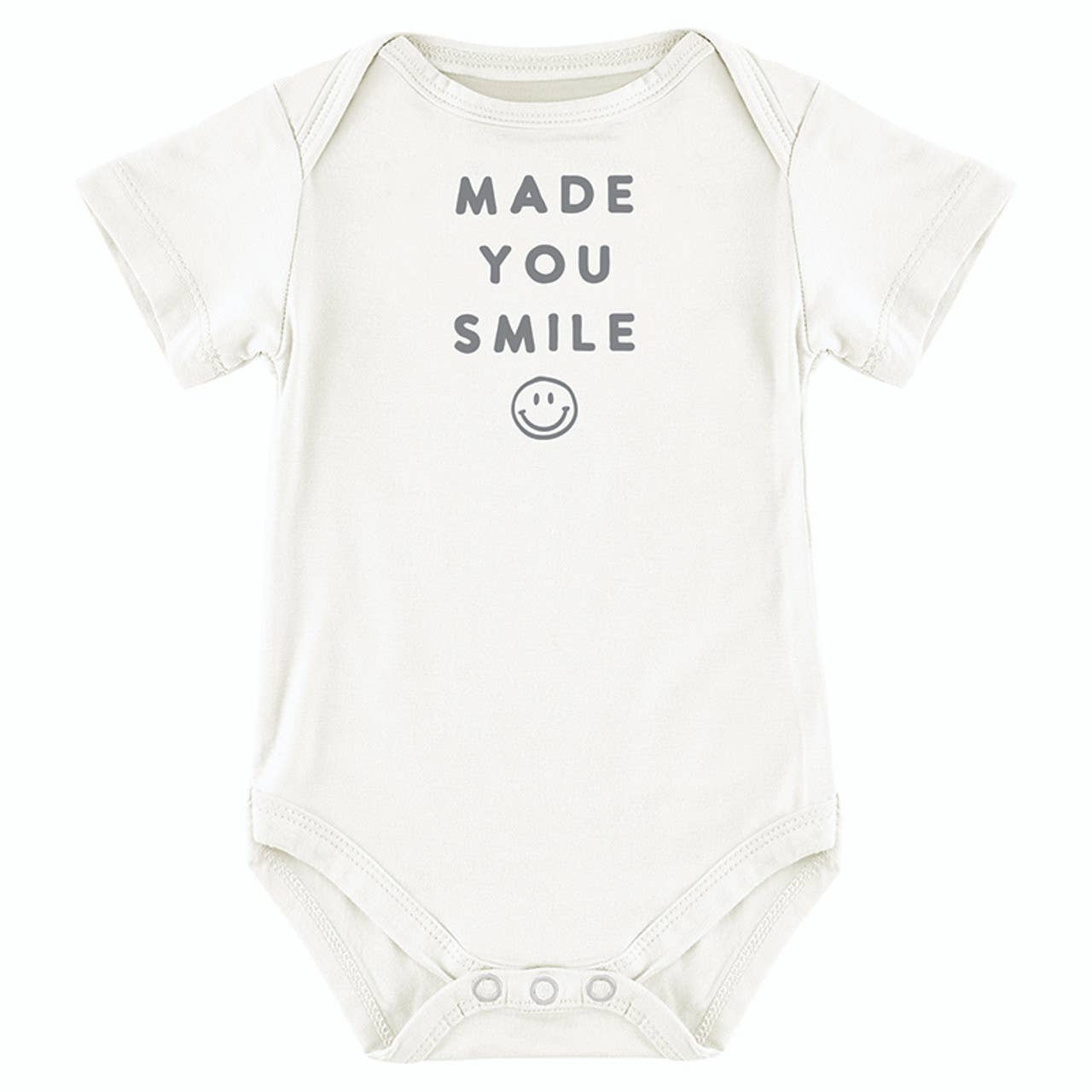 Short Sleeve Snapshirt - Smile: 95% Viscose from Bamboo, 5% spandex / 0-3 mo