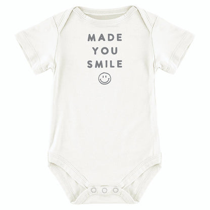 Short Sleeve Snapshirt - Smile: 95% Viscose from Bamboo, 5% spandex / 0-3 mo