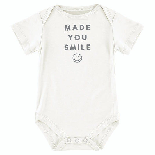 Short Sleeve Snapshirt - Smile: 95% Viscose from Bamboo, 5% spandex / 0-3 mo