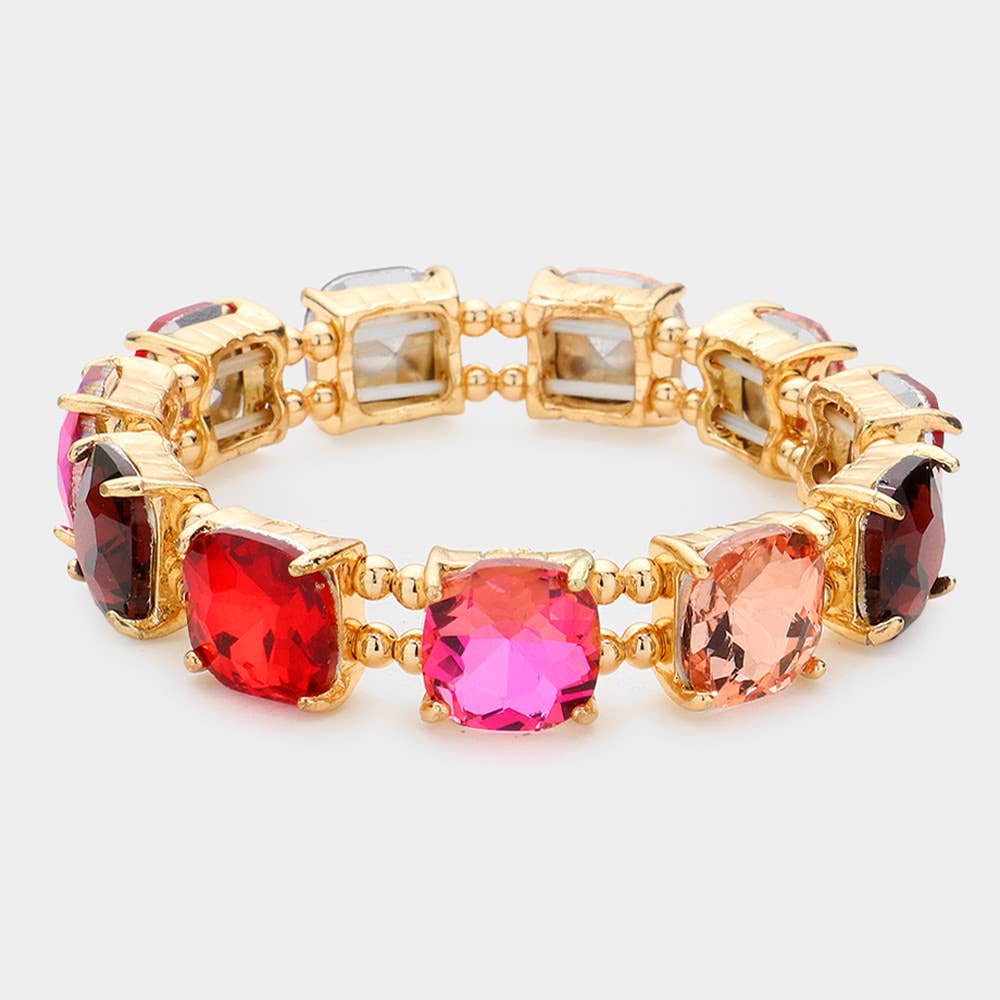 Cushion Square Stone Stretch Evening Bracelet: PBL