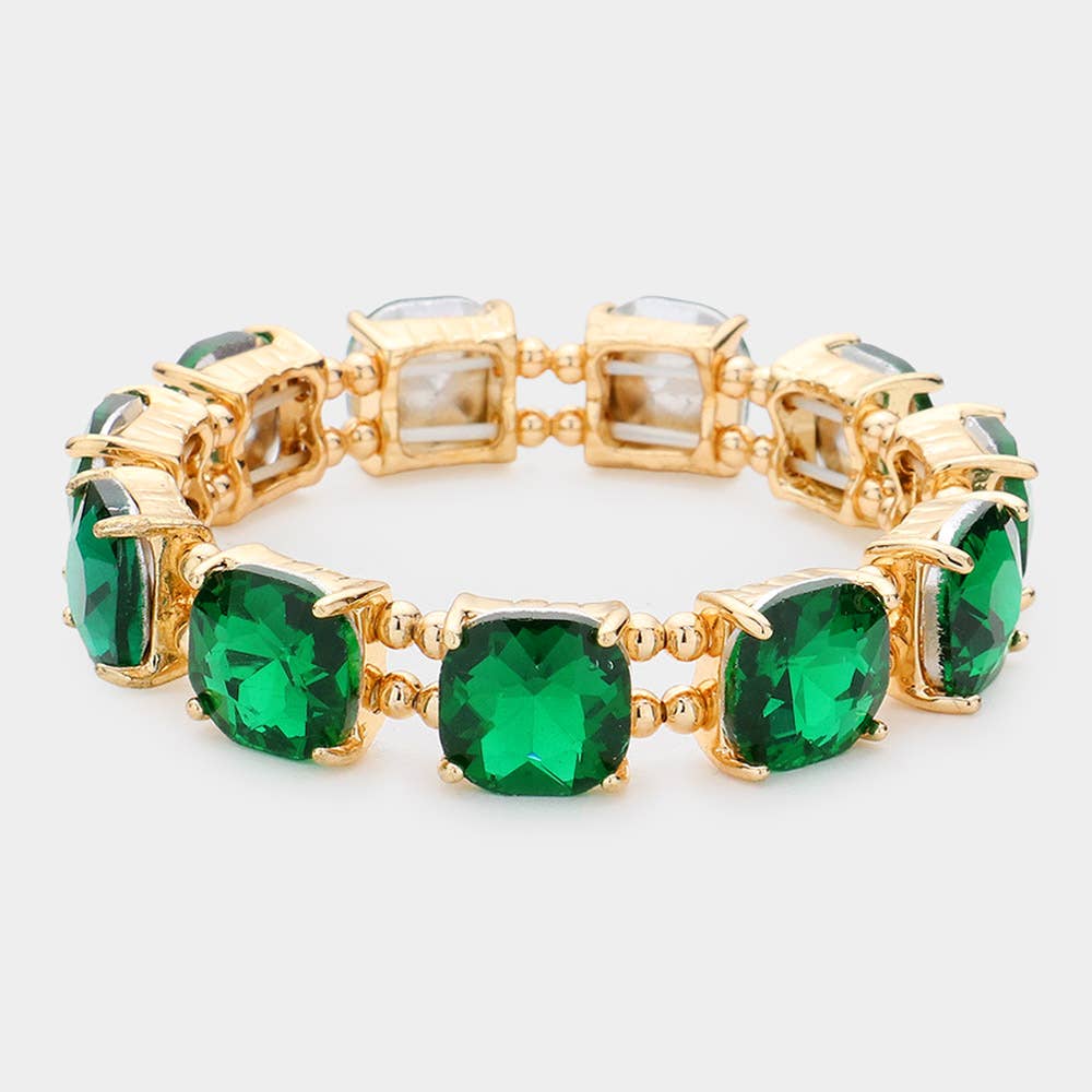 Cushion Square Stone Stretch Evening Bracelet: X EM