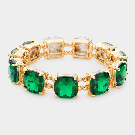 Cushion Square Stone Stretch Evening Bracelet: X EM