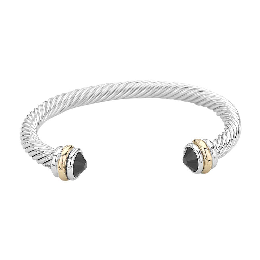 Stone Tip Twisted Rope Cuff Bracelet
: RD-CRM