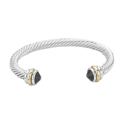 Stone Tip Twisted Rope Cuff Bracelet
: RD-CRM