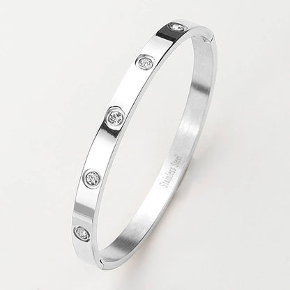 Stainless Steel Crystal Embellished Bangle Bracelet
: Gold