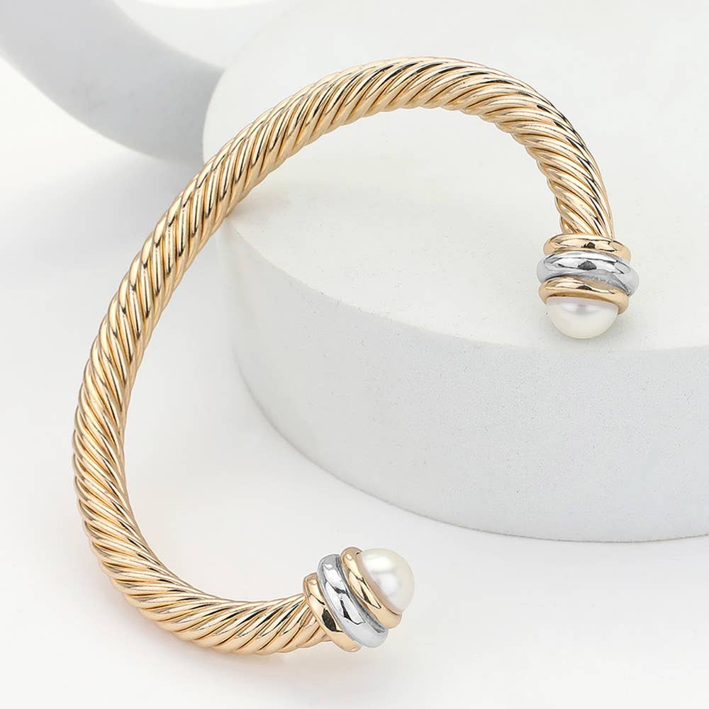 Stone Tip Twisted Rope Cuff Bracelet
: RD-CRM