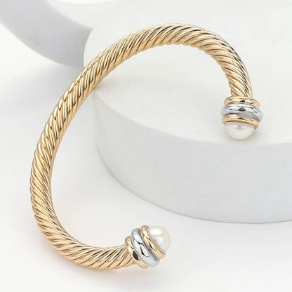 Stone Tip Twisted Rope Cuff Bracelet
: RD-CRM