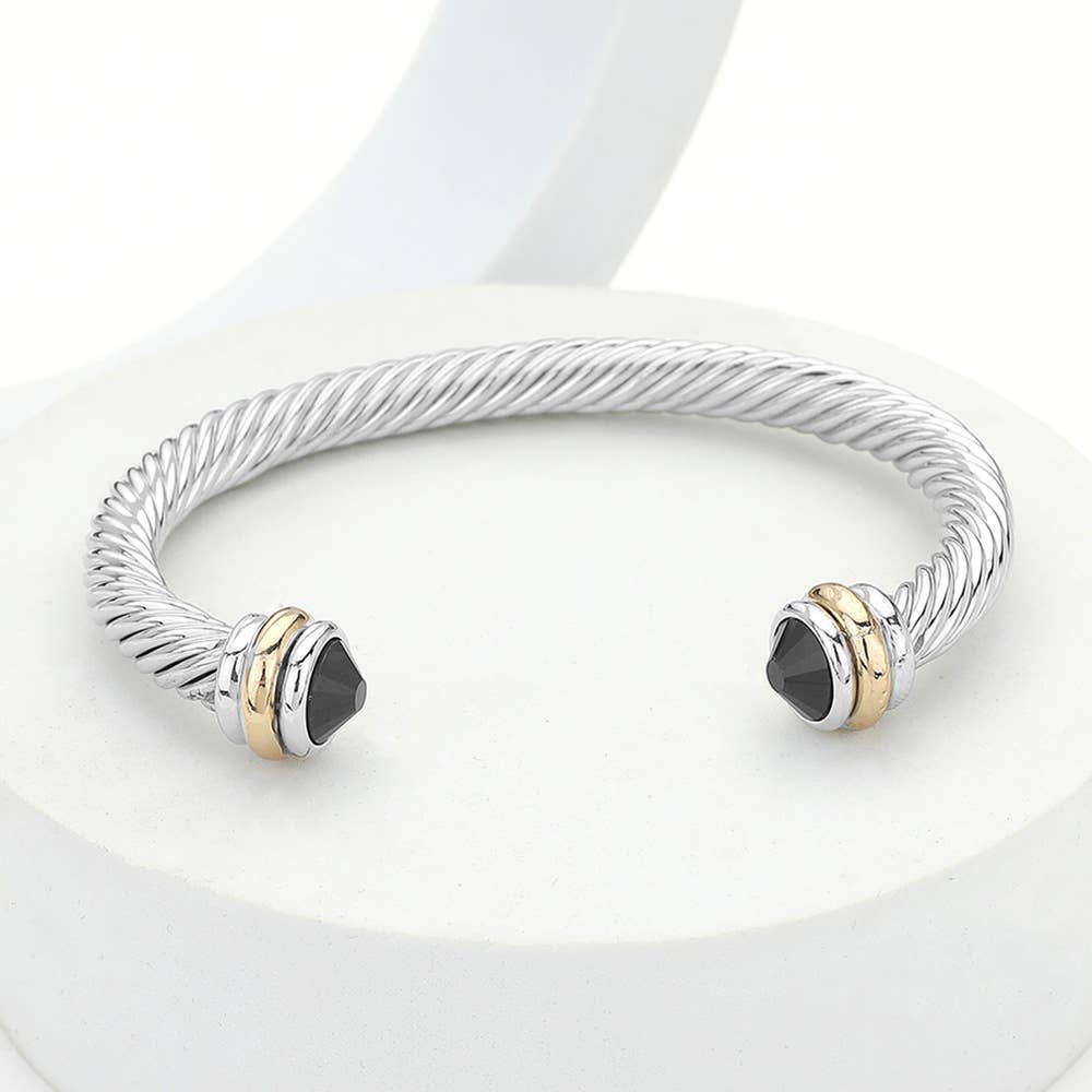 Stone Tip Twisted Rope Cuff Bracelet
: RD-CRM