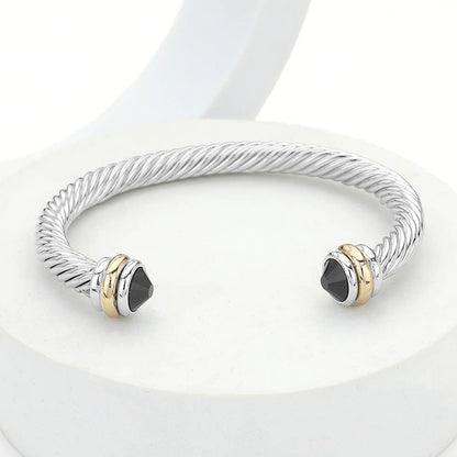 Stone Tip Twisted Rope Cuff Bracelet
: RD-CRM