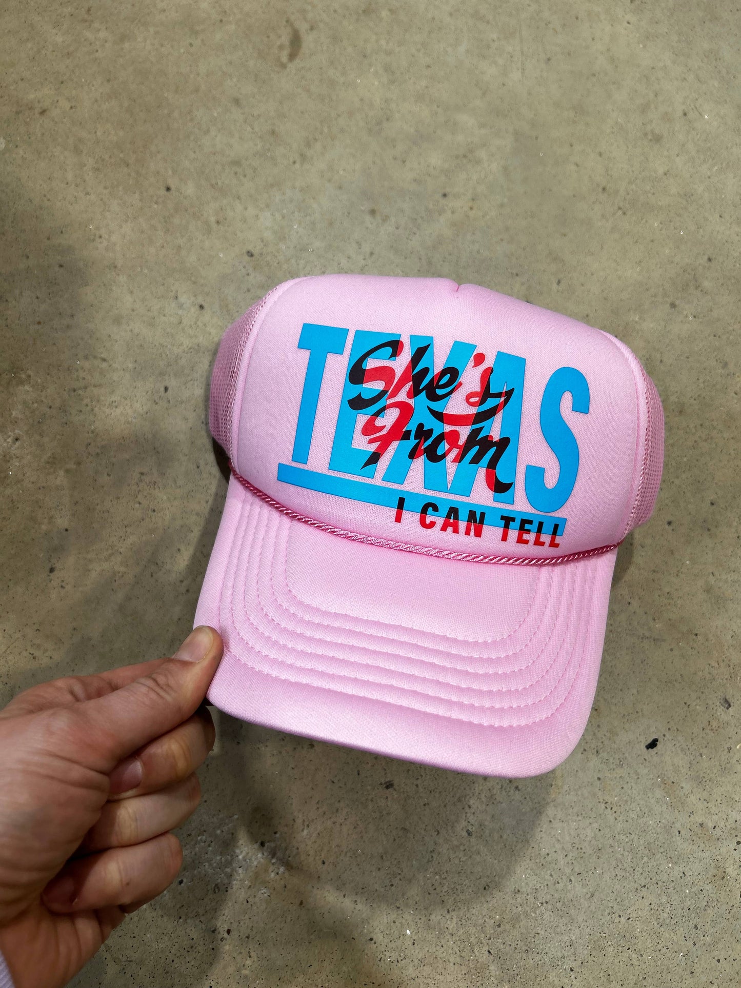 She's From Texas I Can Tell Trucker | Western Hats | Rodeo: White/Red Foam