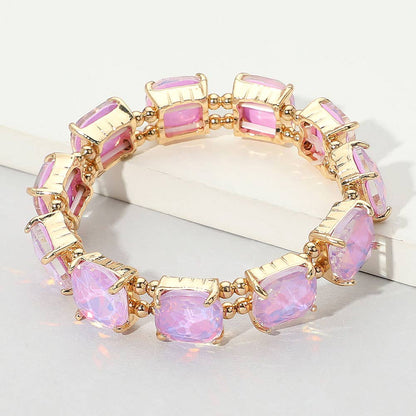 Cushion Square Stone Stretch Evening Bracelet: X EM