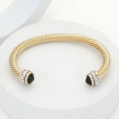 Stone Tip Twisted Rope Cuff Bracelet
: RD-CRM
