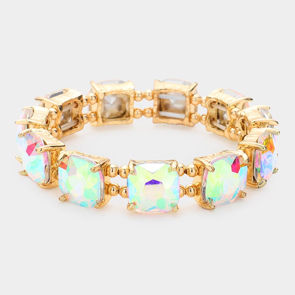 Cushion Square Stone Stretch Evening Bracelet: X EM