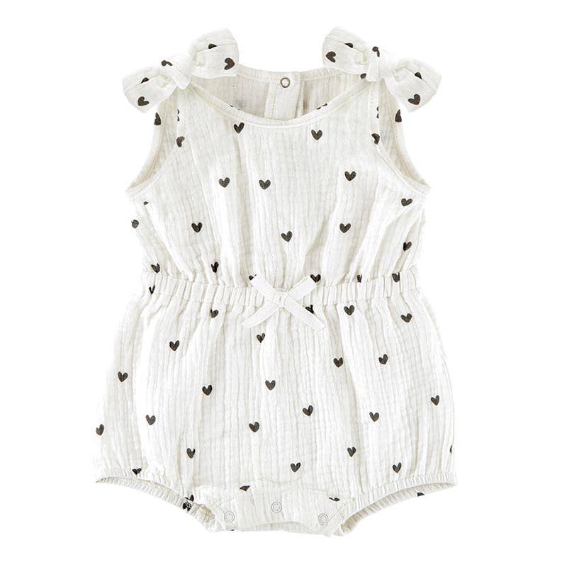 Cinch Waist Romper - Hearts: 0-12 mo
