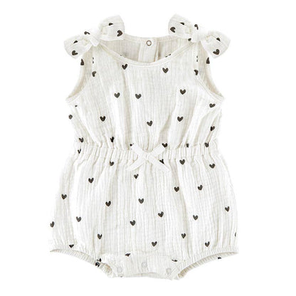 Cinch Waist Romper - Hearts: 0-12 mo