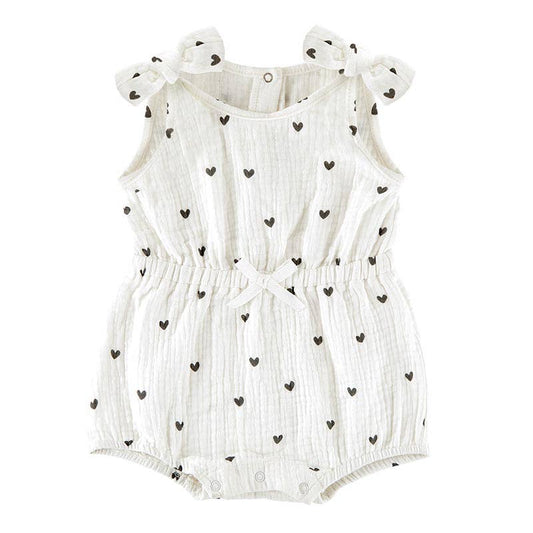 Cinch Waist Romper - Hearts: 0-12 mo