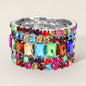 5PCS - Emerald Cut Round Stone Stretch Evening Bracelets: SILVER USA