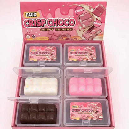 12PCS - ASMR Crunching Sound Crisp Crunchy Chocolate Bar Squeeze Squishy Stress Relief Toy