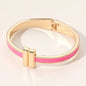 Metal Bar Tip Enamel Hinged Bangle Bracelet: Pink