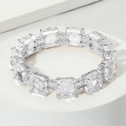 Cushion Square Stone Stretch Evening Bracelet: BLACK