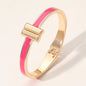 Metal Bar Tip Enamel Hinged Bangle Bracelet: FUCHSIA