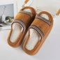 6Pairs - Tribal Pattern Embroidered Plush Home Indoor Floor Slippers: Camel