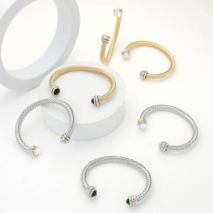 Stone Tip Twisted Rope Cuff Bracelet
: RD-CRM