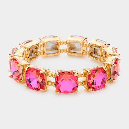 Cushion Square Stone Stretch Evening Bracelet: PBL