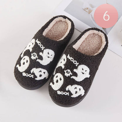 6Pairs - Halloween Ghost Cozy Fleece Home Indoor Floor Slippers