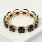 Cushion Square Stone Stretch Evening Bracelet: BLACK