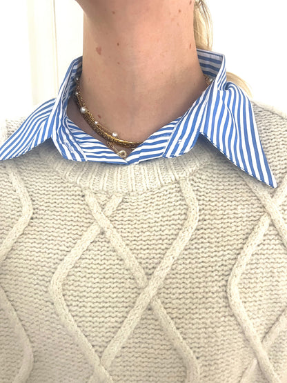 Blue & White Striped Collar