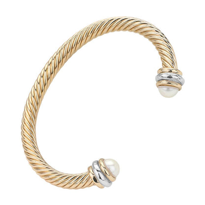 Stone Tip Twisted Rope Cuff Bracelet
: RD-CRM