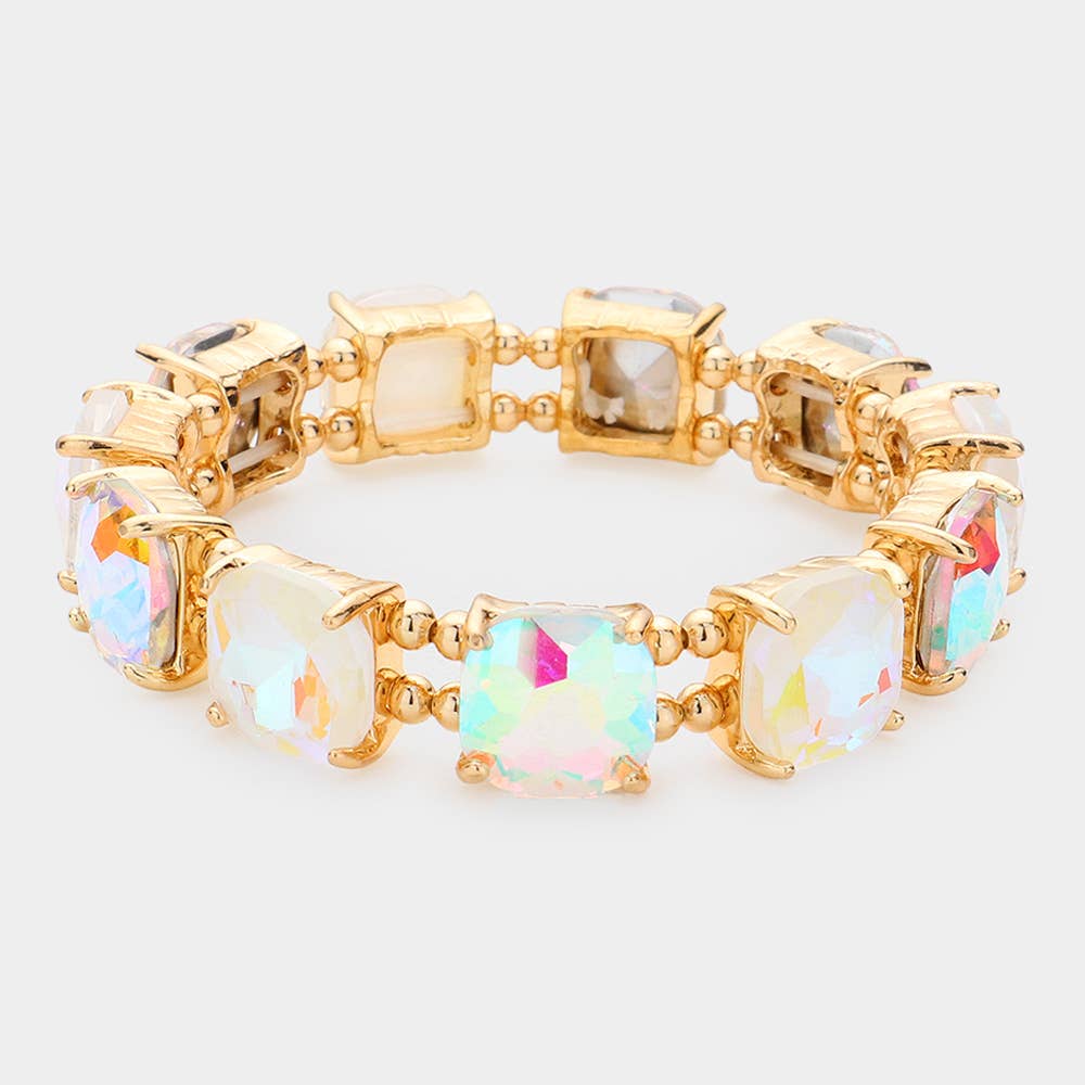 Cushion Square Stone Stretch Evening Bracelet: PBL