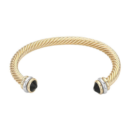 Stone Tip Twisted Rope Cuff Bracelet
: RD-CRM