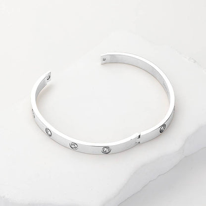 Stainless Steel Crystal Embellished Bangle Bracelet
: Gold