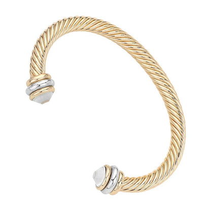 Stone Tip Twisted Rope Cuff Bracelet
: RD-CRM