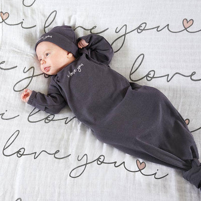 Knotted Gown - I Love You: 0-6 mo