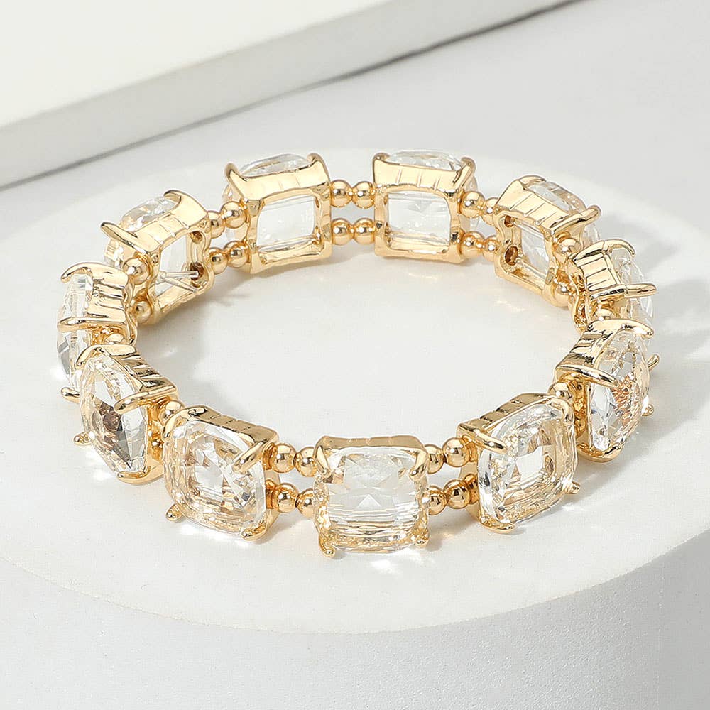 Cushion Square Stone Stretch Evening Bracelet: PBL