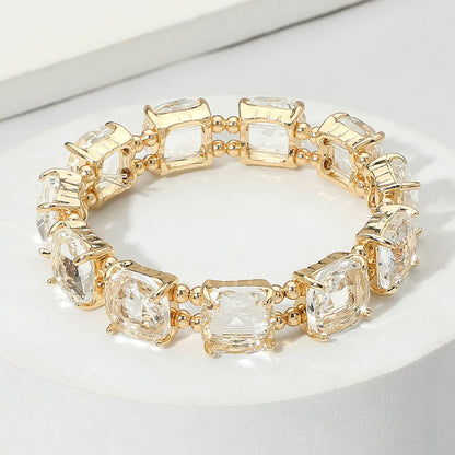 Cushion Square Stone Stretch Evening Bracelet: PPK
