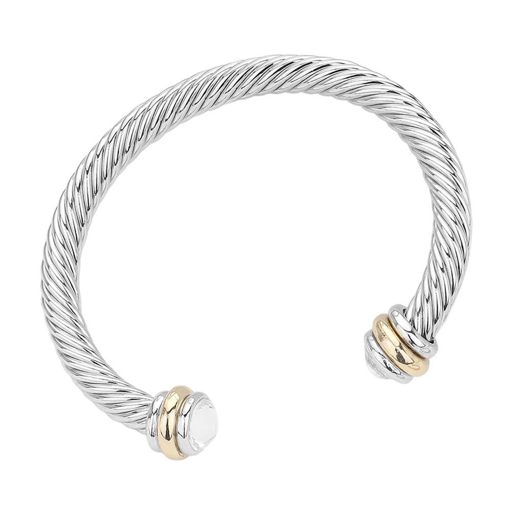Stone Tip Twisted Rope Cuff Bracelet
: RD-CRM