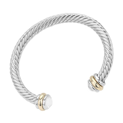 Stone Tip Twisted Rope Cuff Bracelet
: RD-CRM